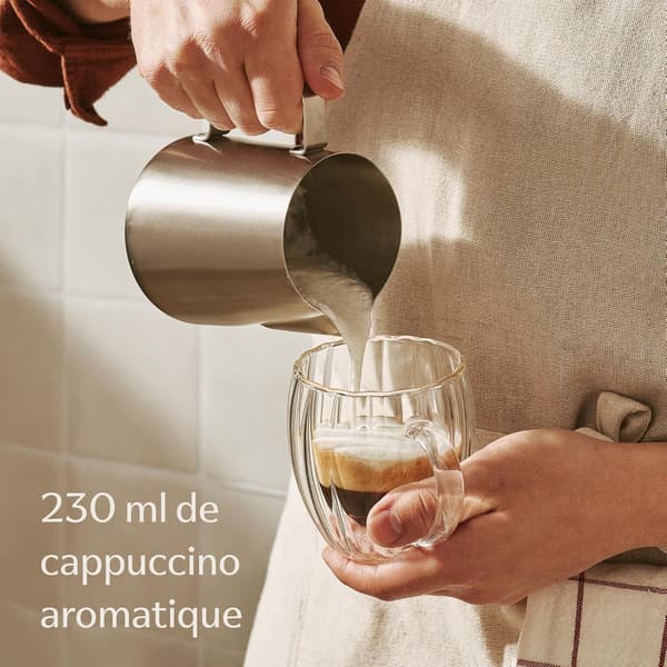 Cappuccinokoppar med dubbla väggar 250ml - Set med 4 koppar med handtag - Elegant räfflad design med flytande effekt