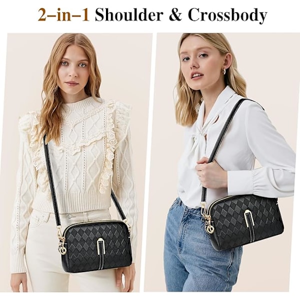 Liten Crossbody Väska för Kvinnor, Läderhandväskor, Damtelefonväska med Justerbar Bred Rem, Mode Axelväskor med Dragkedja Style 3