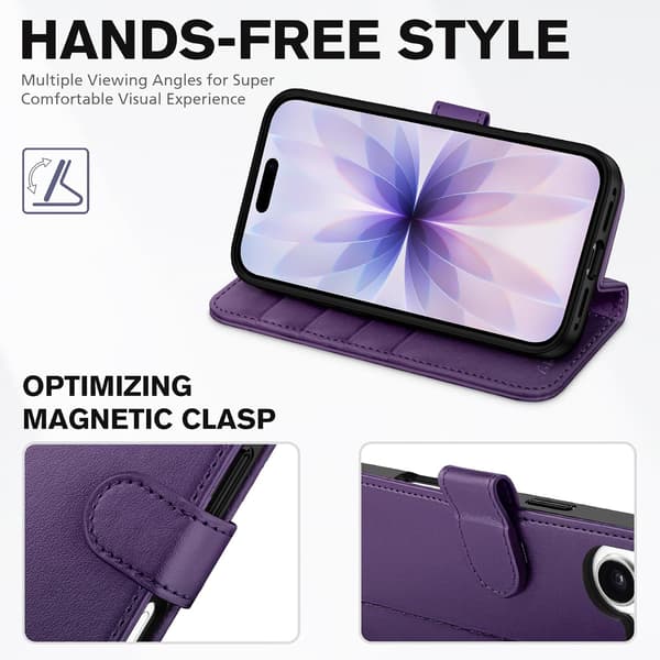Fodral för iPhone 17 Pro (6.3\"), Plånboksfodral | Magnetisk stängning | PU-läder | Skyddande | Flip Folio-fodral | Stötsäker TPU