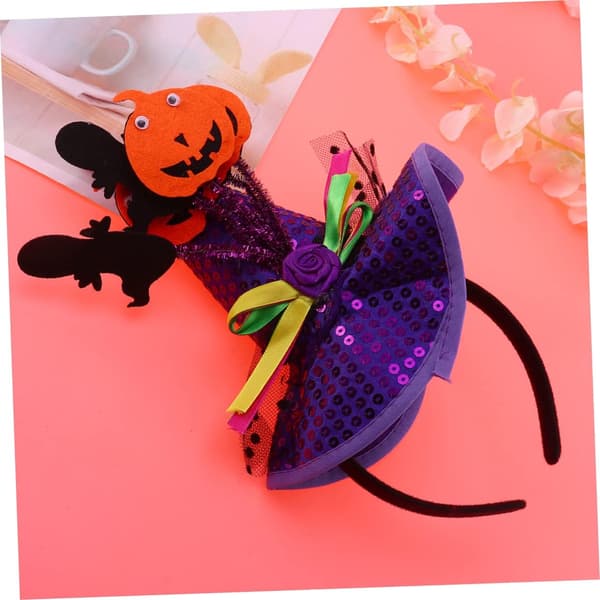 1 stk lilla stoffgresskar-hodebånd i stil med en heksehatt, perfekt for Halloween.