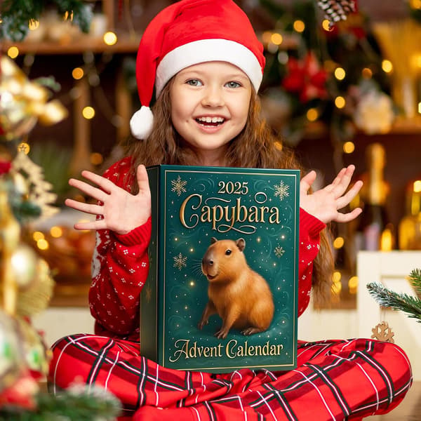 Akrylplade Capybara 2025 Julekalender til børn Julekalender (Multifarvet)
