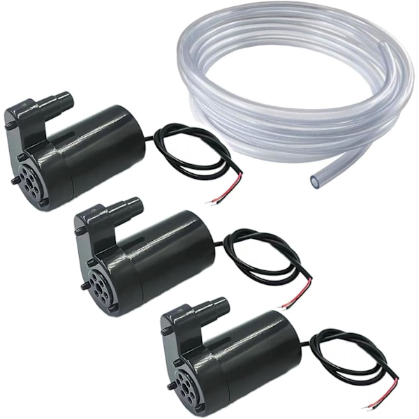 3-pakning Mini Nedsenkbar Pumpe DC 3V 5V - Mikro Børsteløs Vannpumpe med 3M Transparent Slange for Akvarium, Hage, Planter, Blomster