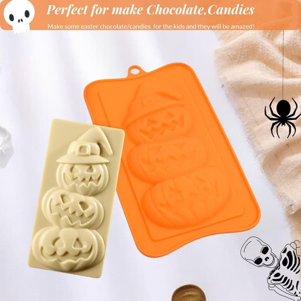 1 stk. Halloween Silikone Chokoladeforme 3 Græskar Overlappende Former Forme til DIY Chokolade, Slik, Gelé