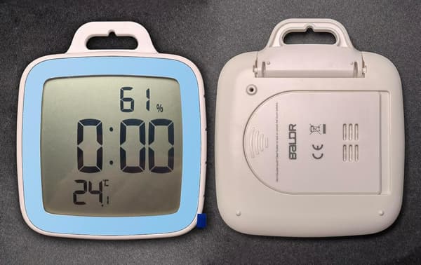 Duschklocka Digital Köksbadrums Nedräkningsklocka Timer, Vattentät för Vattenstänk, Temperatur Fuktighet Display - Blå