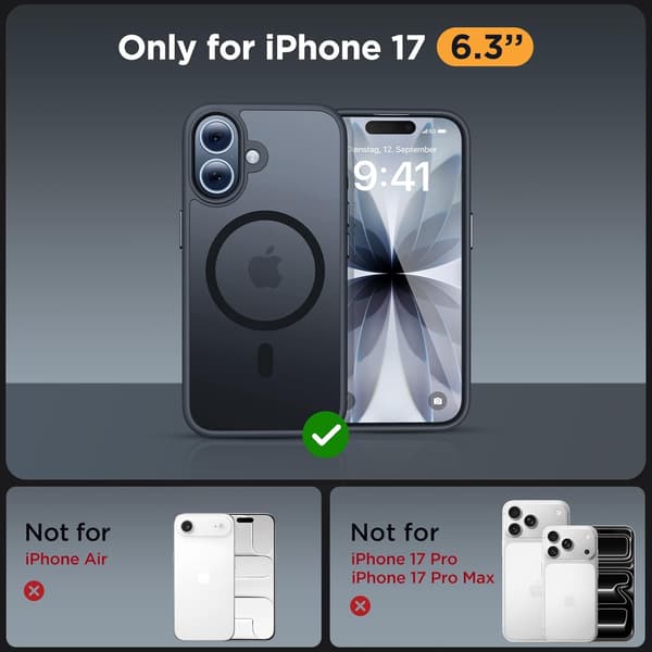 Miracase til iPhone 17 Cover med MagSafe Militær-resistent med fløjlsblød berøring til iPhone 17 Cover 6.3\"