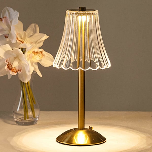 Sladdlösa bordslampor, guldladdningsbara lampor, USB-laddning 12'' hög LED-bordslampa i mässing med inbyggd dimmer