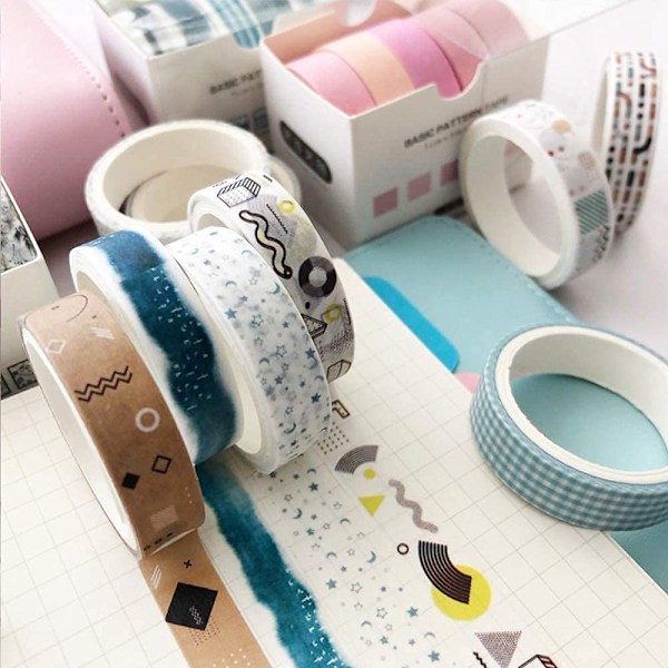 5 Ruller Washi Tape Sæt Kreative Basis Tynde Dekorative Tapes til Kunst, DIY Håndværk, Bullet Journals, Planlæggere