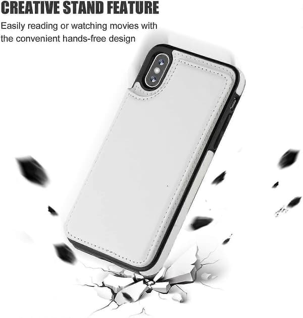 Iphone Xs Iphone X Wallet Case Med Kortholder, Dobbelt Magnetisk Lås - Hvid