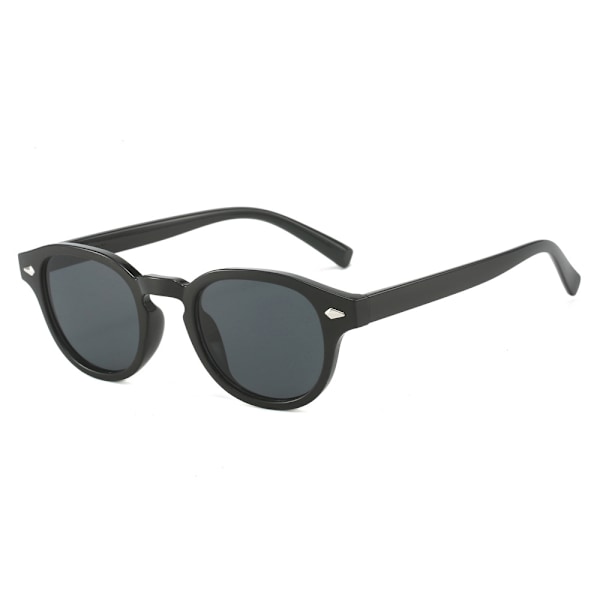 Solglasögon för män Retro Polariserade UV400 Skydd Runda Bågar i Acetat Black