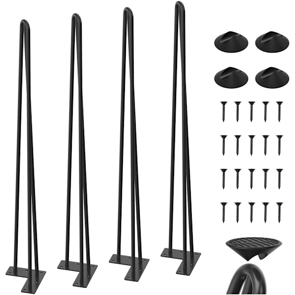 4 ST 86cm Hårnålsbordsben Max Stöd 400kg med Skyddsfötter Modern Stil från Mitten av Århundradet för Möbelben, Soffbordsben 86cm