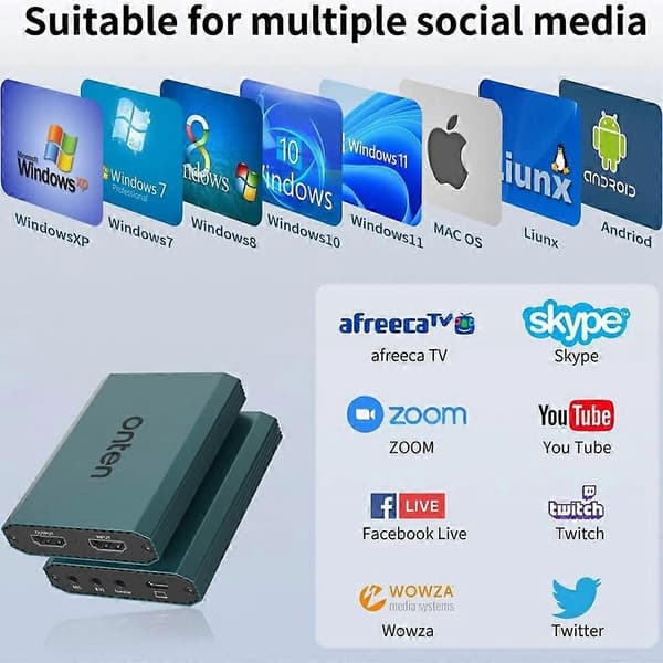 ONTEN OTN-332 4K 30FPS Video Capture Card HD Input Output 3.5mm Lyd Input Output Adapter