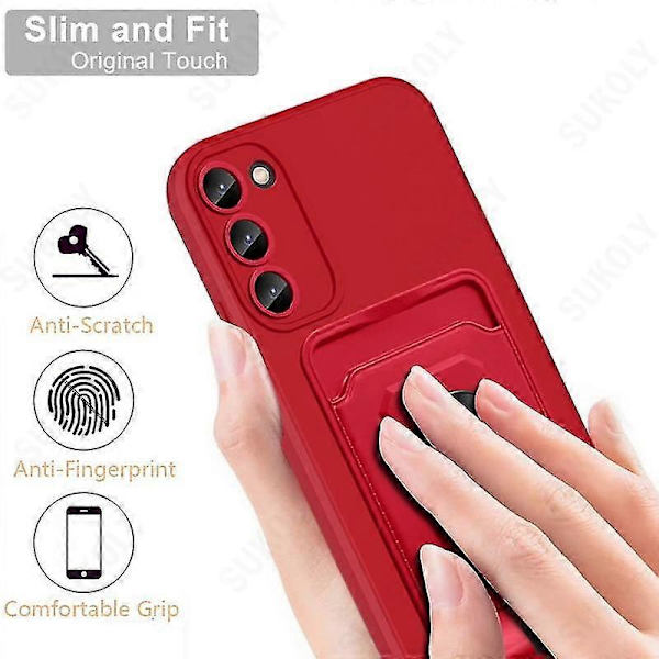 Crossbody-kotelo, yhteensopiva Samsung Galaxy S23 Ultran kanssa, pehmeä silikonisuojakuori rengaspidikkeellä ja korttipaikalla