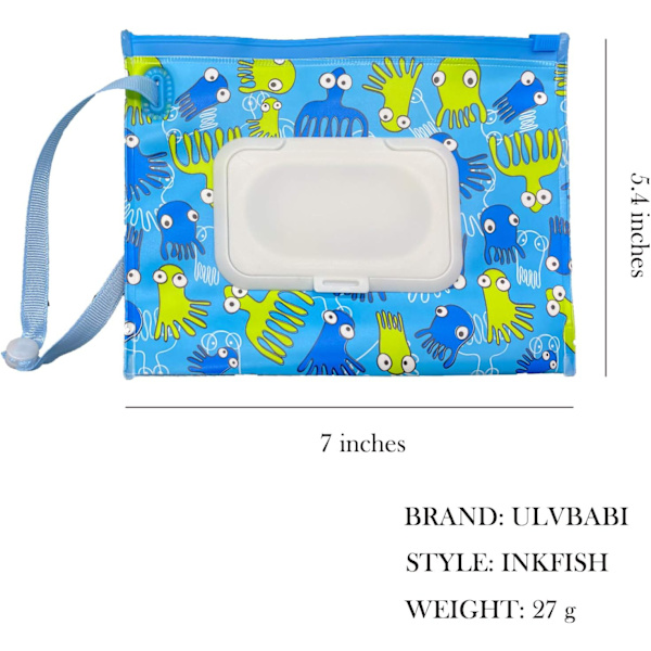 Liten Bärbar Fuktservettpåse (7’’ x 5.4’’), Återanvändbar & Påfyllningsbar Babyvåtservettsdispenser, Miljövänlig & Praktisk