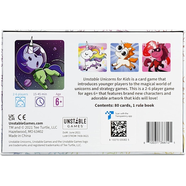 Unstable Games | Unstable Unicorns Kids Edition | Kortspel | Från 6 år | 2-6 Spelare | 15-45 Minuters Spelstid