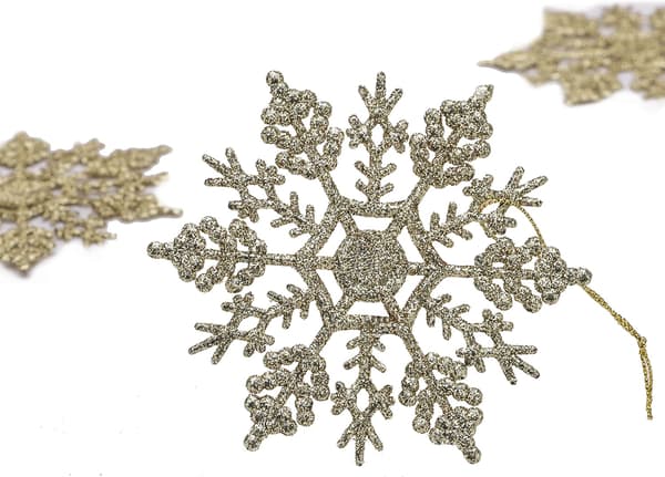 12-10cm Glitter Snøflak Hengende Pynt Pakke - Julepynt