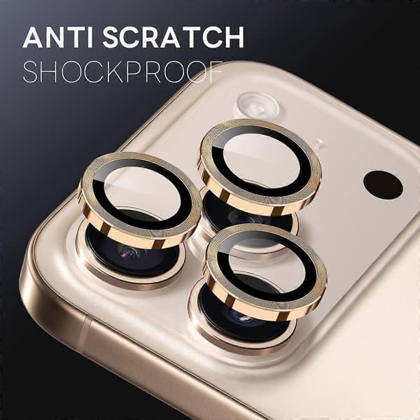 NORTHJO 1 Set för iPhone 17 Pro Max/17 Pro Härdat Glas Kameralinsskydd CD Ådror Metallring Lins
