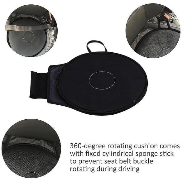 Elderly-specific single-circle black pleated fabric car seat cushion, 360-degree rotation, light and portable, memory sponge automatic rotation