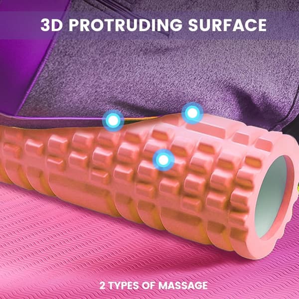 Massage Roller, Foam Roller til Muskelterapi og Massage, Fitness Foam Roller, Foam Roller til Smertelindring og Træning, 33x14cm, orange