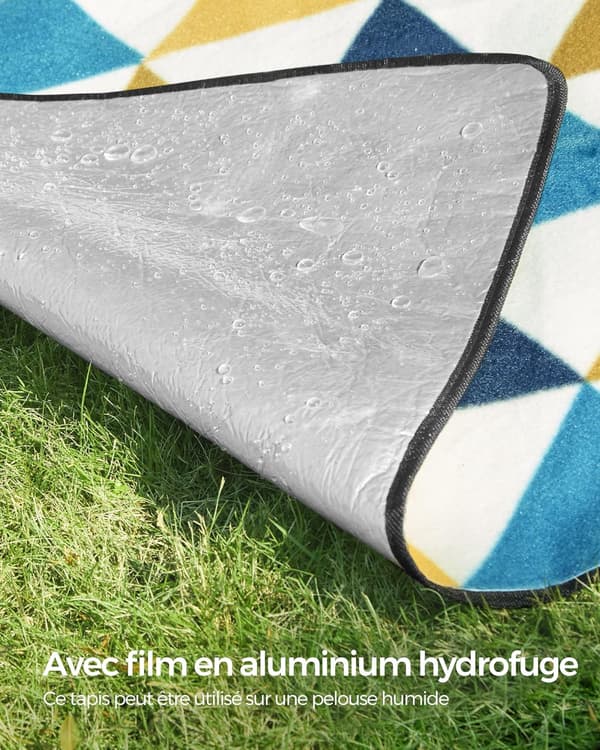 Picnic tæppe, 200 x 200 cm, ideel til camping, parker, haver, strande, foldbart.