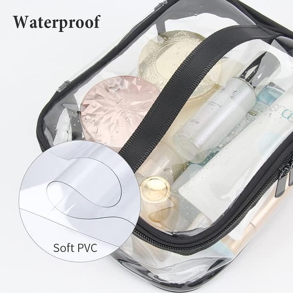 Gjennomsiktige toalettmapper (sett med 2) – PVC-materiale, multifunksjonelle, 24 x 17 x 11 cm