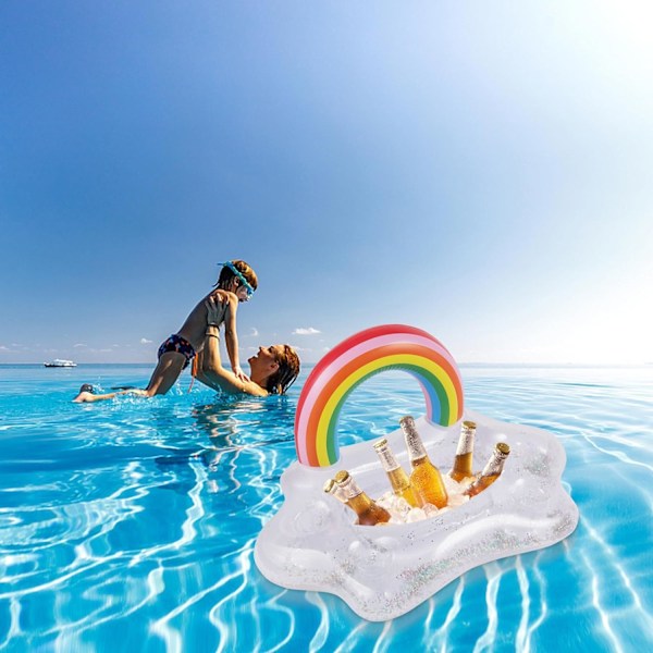 Oppustelig Kopholder, 2 i 1 Flydende Bakke, Flydende Kopholder, Oppustelig Drikkeholder til Pool, Oppustelig Bar Bakke
