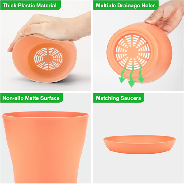 8 st 10 cm Små Växtkrukor Plast Färgstarka Blomkrukor Inomhus Växtkrukor för Kontor Hem Skrivbord med Bricka/Fat, 8 Färger
