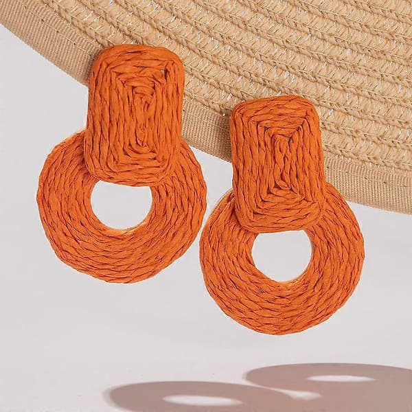 Statement Raffia Øreringe Søde Boho Øreringe Rattan Dingle Øreringe