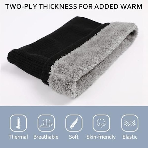 Snoodit miehille ja naisille Fleece-kauluri Unisex Paksu neulottu ympyrähuivi Talvinen lämmin kaulasuoja Kasvonsuoja - Pyöräily Juoksu Black