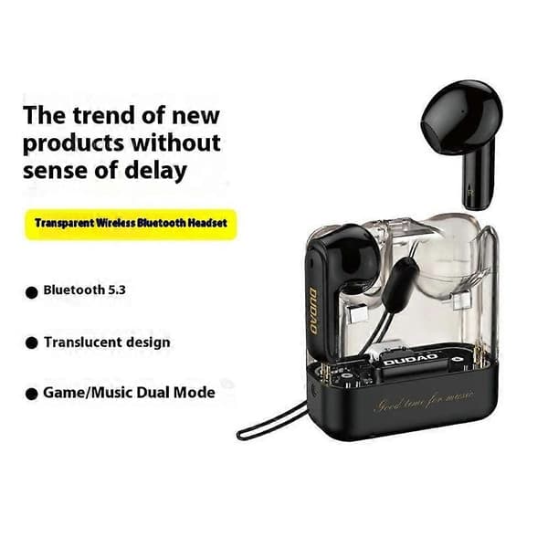 Typ B DUDAO U18Pro TWS Bluetooth Hörlurar Trådlöst Musikheadset med Transparent Laddningsfodral