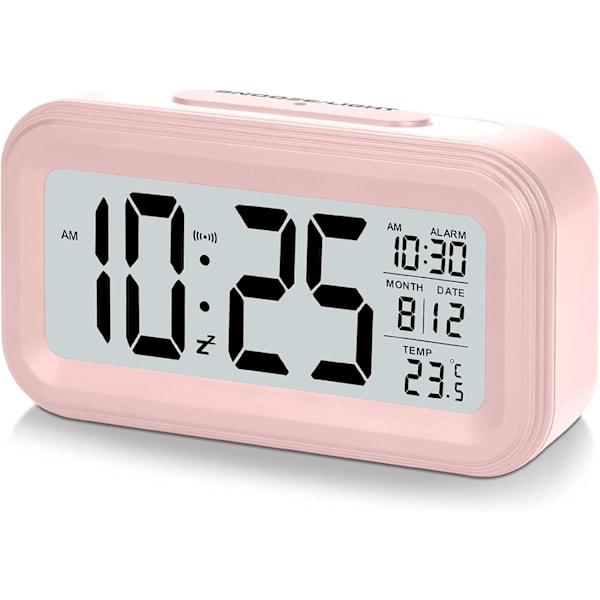 Väckarklocka 4,3\" LED-display, Digital väckarklocka med batteridrift, Snooze, Lätt att använda, Temperaturkalender, 12/24 timmar