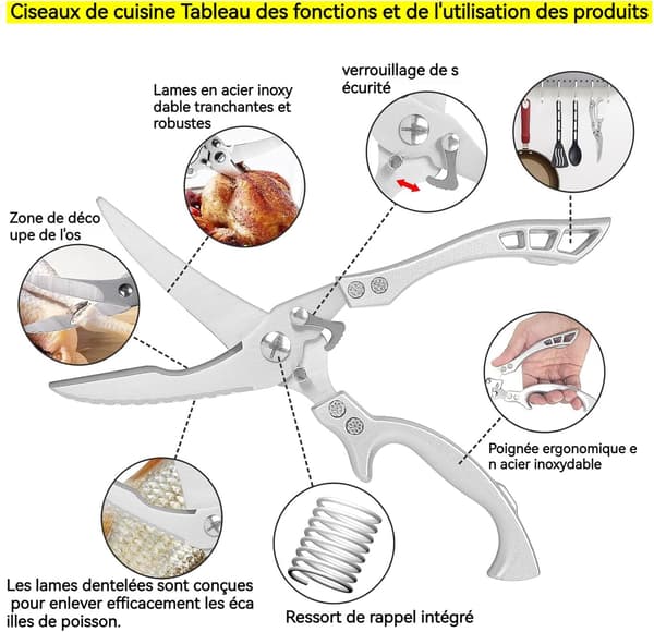 Köksax med metallhandtag, precisionsmaterial, rostfria vassa benaxar, vassa och hållbara