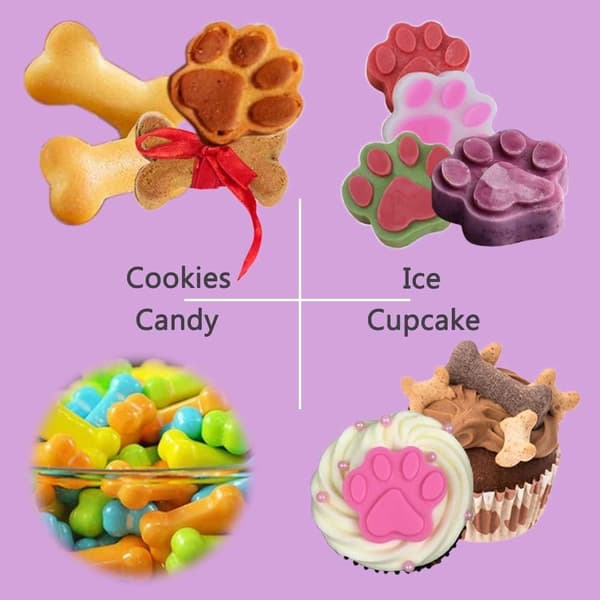 Silikone Chokoladeforme, 2 STK Kattepote vs Hundebensformede Genanvendelige Bageforme Isterningebakker, Hvalpe Kattepote DIY Forme