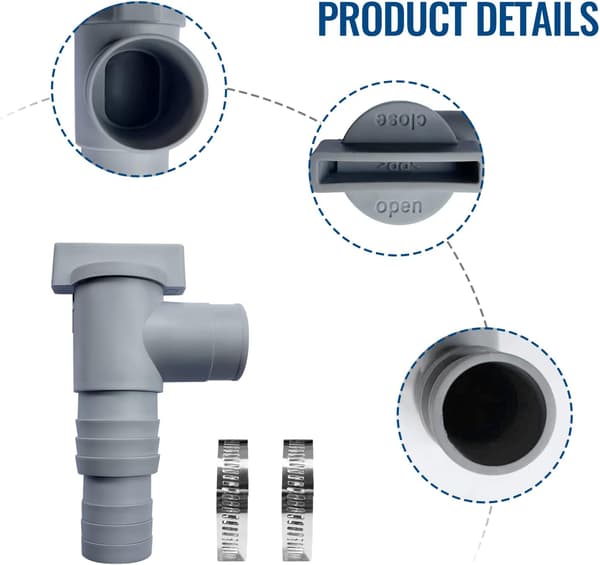 Poolunderhåll/Avstängningsventil med 32/38mm slanganslutning, Dubbel Delad Poolventil Slang Kolvventil (2-pack)