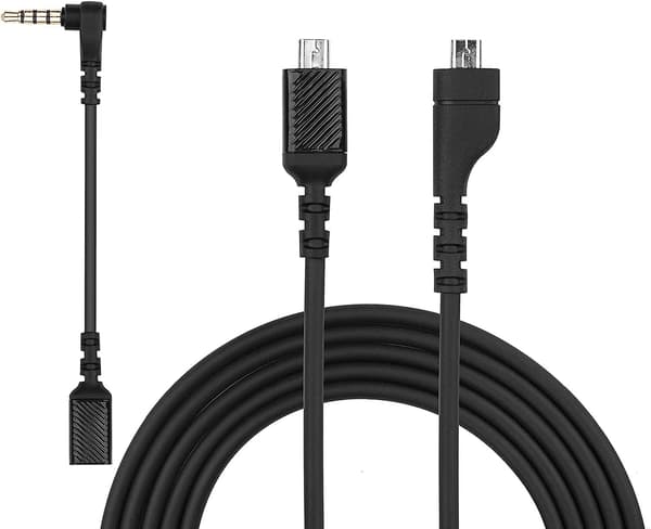 2-i-1 erstatningslydkabel kompatibelt med Steelseries Arctis 3, Arctis 5, Arctis 7, Arctis Pro