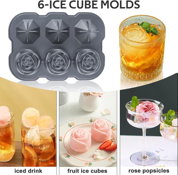 Isbitsform, Ros-isbitsformar med lock, Lätt att lossa Stor isbitsform för kylda cocktails, Whiskey