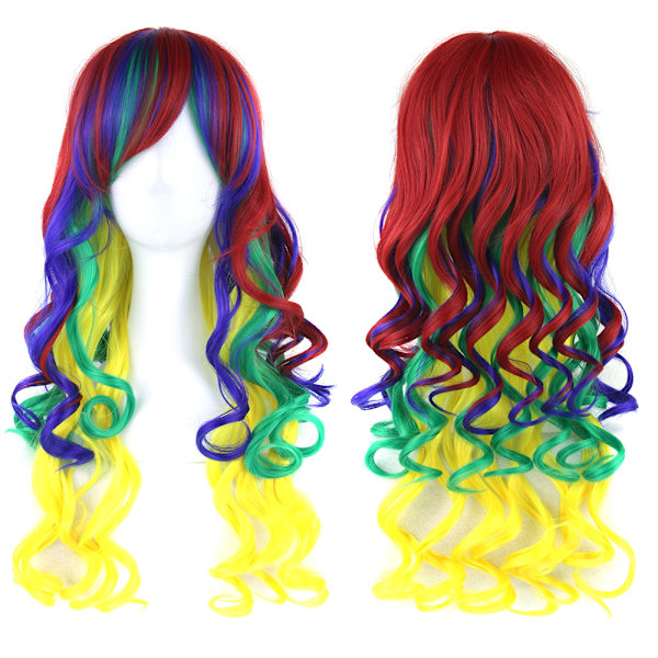 Ny gradient farge cosplay anime parykk COS Harajuku stil fargerik kvinnelig lang krøllete parykk, egnet for rollespill - JBS-07