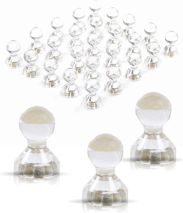 Neodym magnetiska stift/pushpins för whiteboards, kylskåp etc, 25-pack Transparent