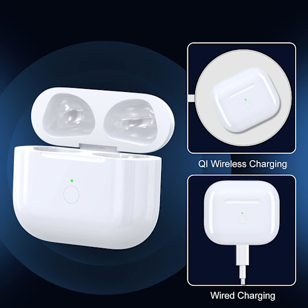 Trådløs opladningsetui erstatning kompatibel med Airpod 3. generation, 620mAh med Bluetooth-knap til parring