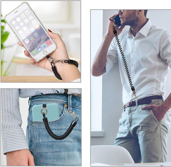 Telefon Lanyard, Universel Tyverisikret Anti-Tab Elastisk Rem Håndledsrem med Patch Kompatibel med De Fleste Smartphones (Sort)