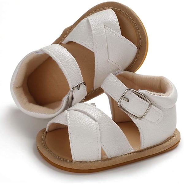 Baby Flickor Glittrande Rosett Sandaler Premium Mjuk Anti-Slip Gummisula, 0-6 månader 11cm