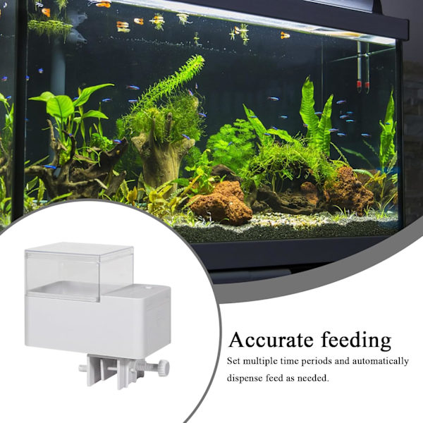 Automatisk fiskefoderdispenser, programmerbar smart dispenser med justerbar portionskontrol