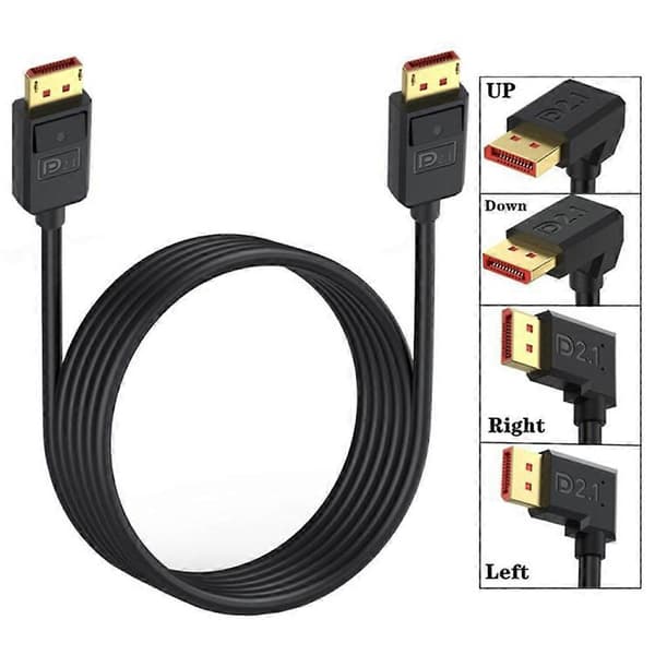 3m DisplayPort 2.1 til Nedadvinklet DP2.1 Forlængerkabel 54Gbps 16K 30Hz Videokabel