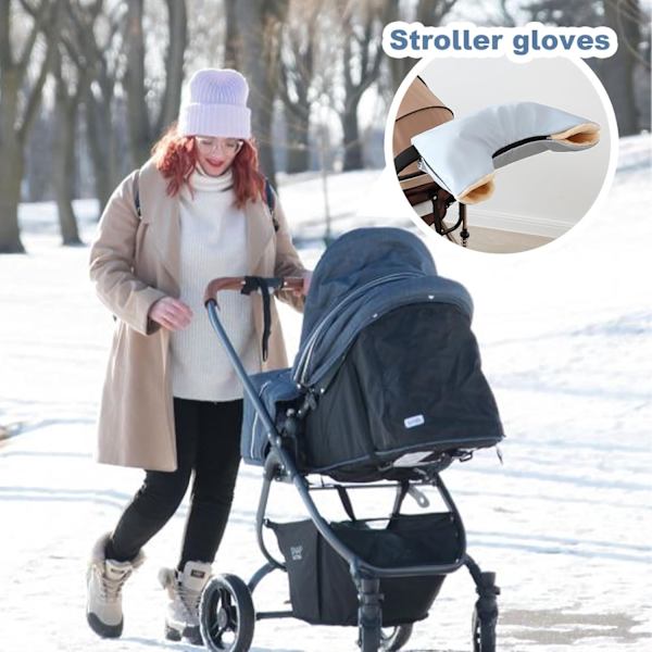 Vogn Fleece Håndmuffe | Vanntett Barnevogn Håndmuffe | Vindtett & Frostsikker Håndvarmer Tykkere Vinterhansker, Blå