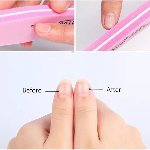 Set med 10 Nagelfilar, 100/180, Dubbelsidiga Nagelfilsbuffert, Block för Gel, Nagelfil, Professionell Polering, Tvättsbara och Återanvändbara