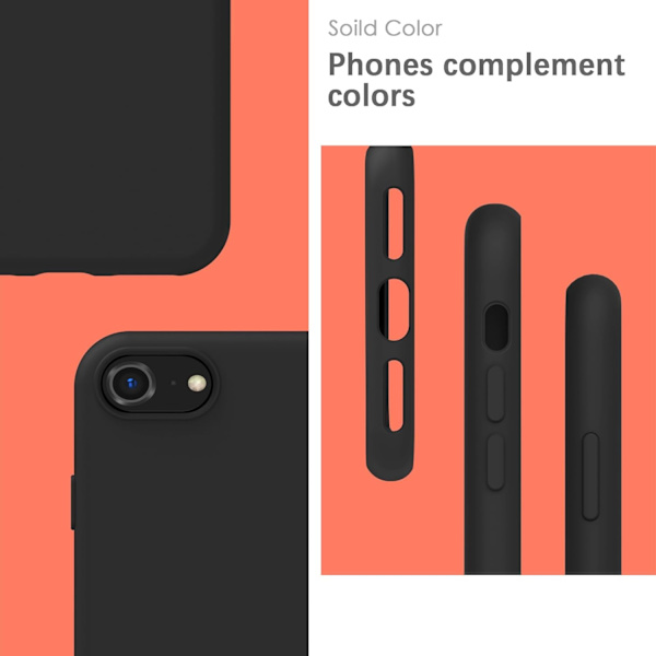 iPhone SE 2020/2022, iPhone 8/7, Soft-Touch, Stødsikker, Støvtæt, Skridsikker Apple Telefon Cover - Sort