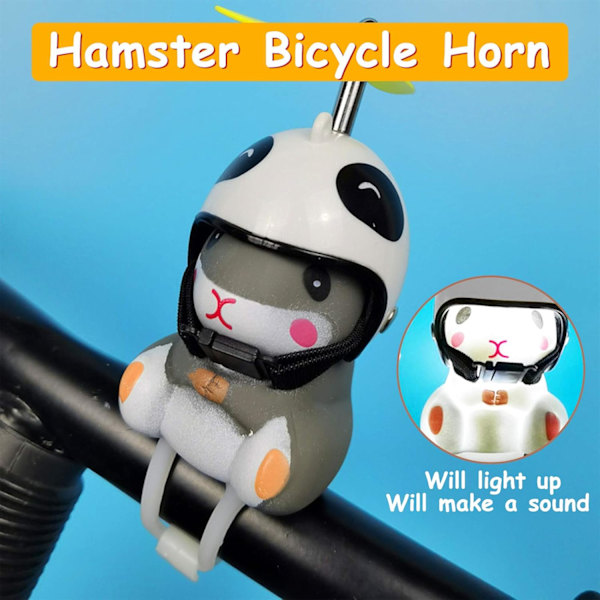 Pyöränkello valolla ja kypärällä - söpö eläinpyörän torvi, kojelaudan koristelelu moottoripyörän pyörän kellot kumikoristeet Panda helmet mouse
