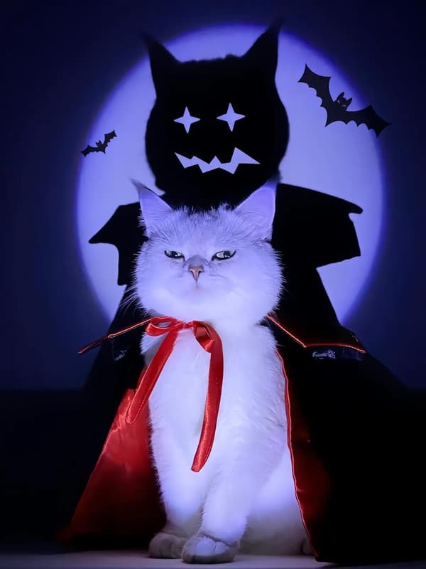 Halloween hunde- og kattekostumer, vampyrkappe, kæledyrs-halloweenkostume, kattekostume (M)