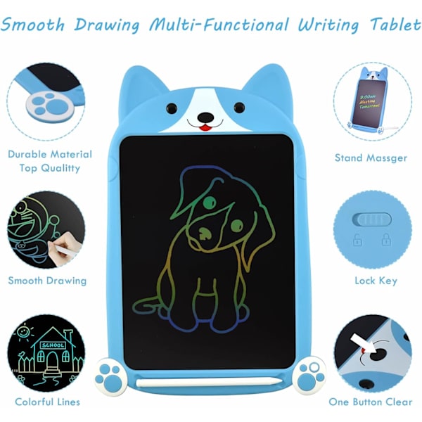 LCD Skrivetavle, Stor 10 Tommer, Fargerik Skjerm, Slettbar Elektronisk Digital Tegnebrett Doodle Board Med Stylus Penn (Gul)