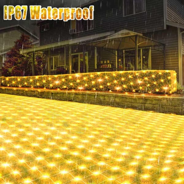 Utomhus julbelysningsnät, 3M x 2M 192 LED julgardinsslingor, för buskar, trädgård, julgran, sovrum, balkong