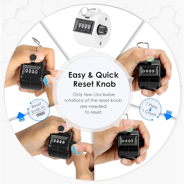 2-pack handhållen räknare 4-siffrig nummerräknare klickräknare, för coachning, stickning, personer, knä, fiske, golf